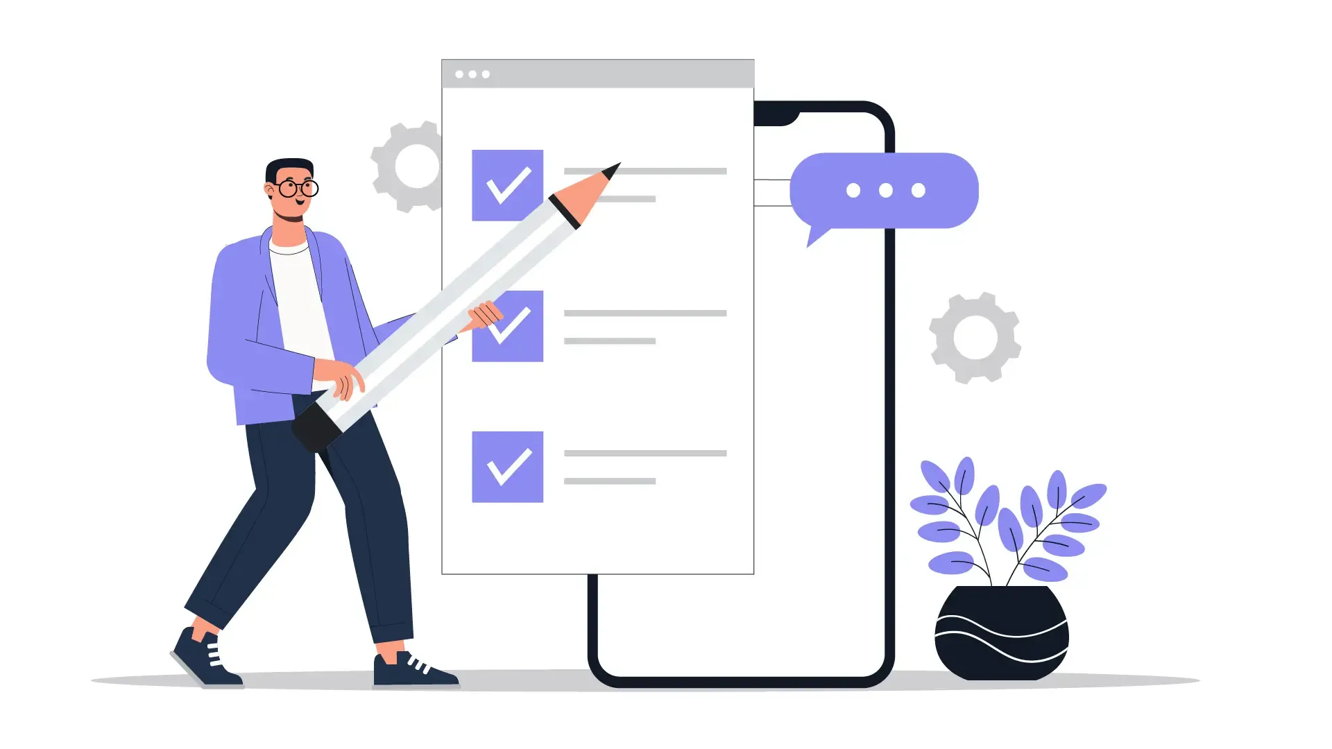 Modern Task Management Concept 2D Character Illustration image